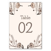 Brown Floral Wedding Theme Tischnummer (Vorderseite)