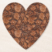 Brown Floral Western Imitate Leather Untersetzer (Vorderseite)