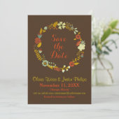 Brown Floral Wreath - Save the Date (Stehend Vorderseite)