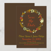 Brown Floral Wreath - Save the Date (Vorne/Hinten)