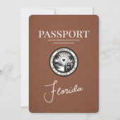 Brown Florida Passport Hochzeit Einladung (Rückseite)