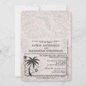 Brown Florida Passport Hochzeit Einladung (Vorderseite)