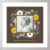 Brown Foil Floral Girl's Kinderzimmer Foto Kunst, Foliendrucke (Vorderseite)