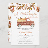 Brown Foliage Heart Pumpkin Truck Baby Dusche Einladung (Vorne/Hinten)