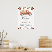 Brown Foliage Pumpkin Truck Baby Dusche Willkommen Poster (Küche)