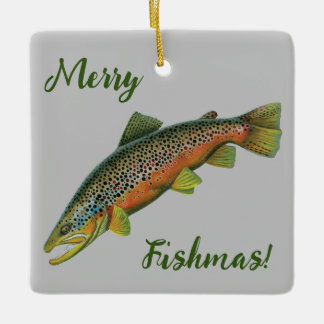 Brown Foreut Merry Fishmas Ornament