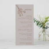Brown Formal Rose Floral Wedding Menu Menükarte (Stehend Vorderseite)