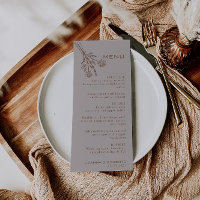 Brown Formal Rose Floral Wedding Menu