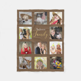 Brown Foto Blanket Collage Instagram Gold Fleecedecke