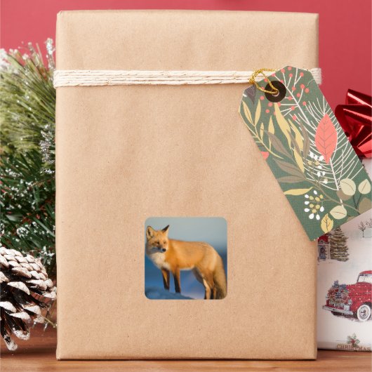 Brown Fox Quadratischer Aufkleber (Feiertag)