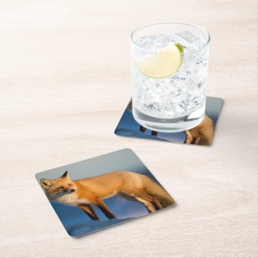 Brown Fox Rechteckiger Pappuntersetzer (Vor Ort)