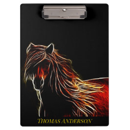 Brown Fraktal Horse Clipboard Klemmbrett