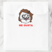 Brown-Frau ich Gusta Comic-Raserei-Gesicht Meme Runder Aufkleber (Tasche)