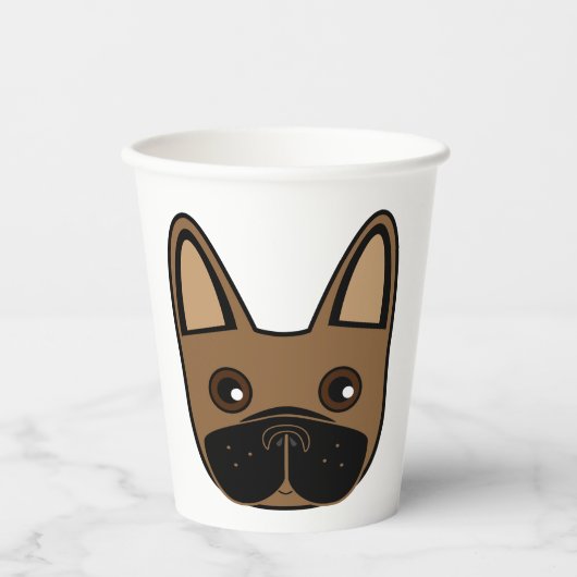 Brown French Bulldog Face Pappbecher (Vorderseite)