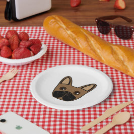 Brown French Bulldog Face Pappteller