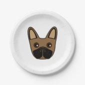 Brown French Bulldog Face Pappteller (Vorderseite)