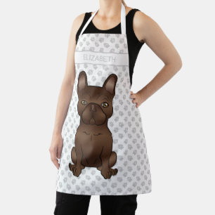 Brown French Bulldog / Frenchie Cartoon Dog & Name Schürze