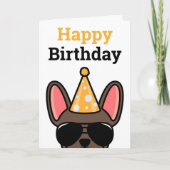 Brown French Bulldog Happy Birthday Card Karte (Vorderseite)