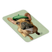Brown French Bulldog mit Green Hat Magnet (Rechte Seite)