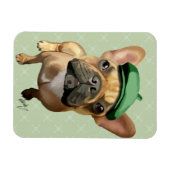 Brown French Bulldog mit Green Hat Magnet (Horizontal)