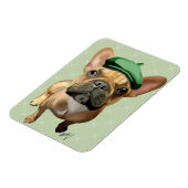 Brown French Bulldog mit Green Hat Magnet (Linke Seite)
