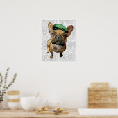 Brown French Bulldog mit Green Hat Poster (Küche)