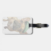 Brown French Bulldog mit Grünem Hut 2 Gepäckanhänger (Rückseite horizontal)