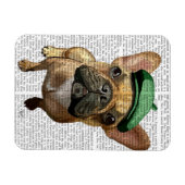 Brown French Bulldog mit Grünem Hut 2 Magnet (Horizontal)