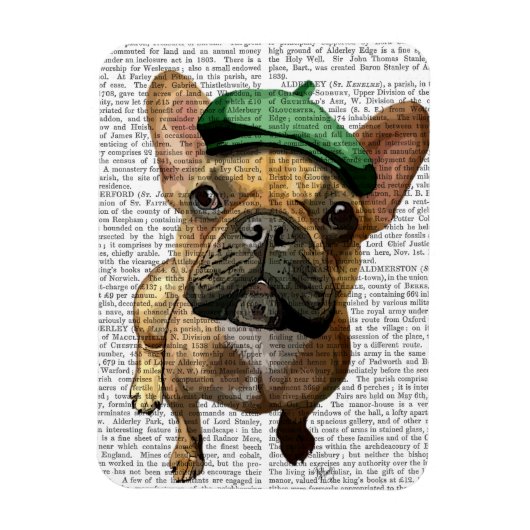 Brown French Bulldog mit Grünem Hut 2 Magnet (Vertikal)