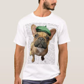 Brown French Bulldog mit Grünem Hut 2 T-Shirt (Vorderseite)