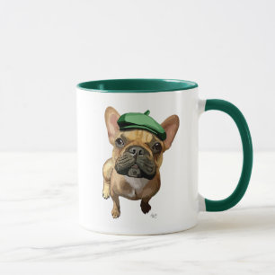 Brown French Bulldog mit Grünem Hut 2 Tasse