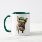 Brown French Bulldog mit Grünem Hut 2 Tasse (Links)