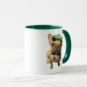 Brown French Bulldog mit Grünem Hut 2 Tasse (VorderseiteRechts)