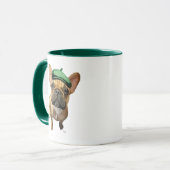 Brown French Bulldog mit Grünem Hut 2 Tasse (Vorderseite Links)