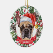 Brown Frenchie Custom Dog Weihnachtsfeiertag Keramik Ornament (Rechts)