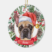 Brown Frenchie Custom Dog Weihnachtsfeiertag Keramik Ornament (Links)