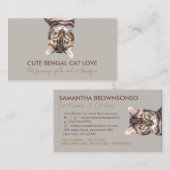 Brown Funny Pet Sitter Bengalische Katze Visitenkarte (Vorne/Hinten)