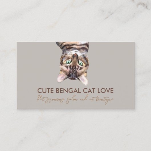 Brown Funny Pet Sitter Bengalische Katze Visitenkarte (Vorderseite)