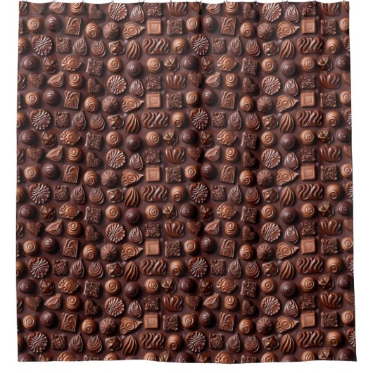 Brown Funny Unique Sweet Chocolate Pattern  Duschvorhang (Vorderseite)