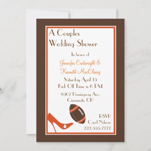 Brown-Fußball verbindet Polterabend-Einladung Einladung (Vorderseite)