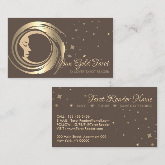 Brown Future Tarot Reader Visitenkarte (Vorne/Hinten)