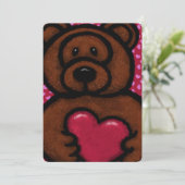 Brown Fuzzy Bear Valentine Herz (Stehend Vorderseite)