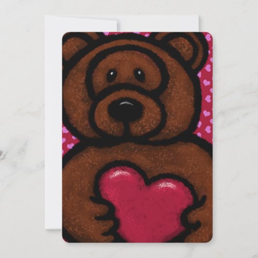 Brown Fuzzy Bear Valentine Herz (Vorderseite)