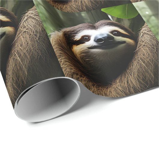 Brown Fuzzy Sloth, Geschenkpapier (Rolleneckpunkt)