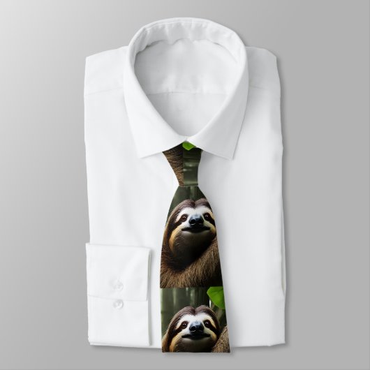Brown Fuzzy Sloth, Neck Tie Krawatte (Gebunden)