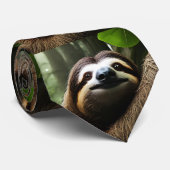 Brown Fuzzy Sloth, Neck Tie Krawatte (Gerollt)