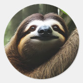 Brown Fuzzy Sloth, Runder Aufkleber (Vorderseite)