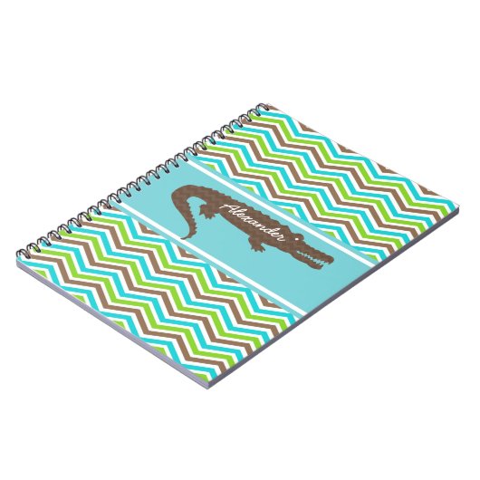 Brown Gator auf Zickzack Personalisiertem Notebook Notizblock (Linke Seite)