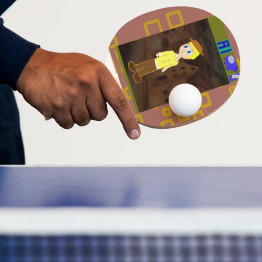 Brown Geometric Cartoon Theme Tischtennis Schläger (InSitu)