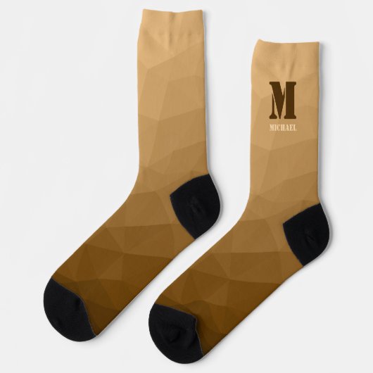 Brown geometric mesh pattern Monogram Socken (Linkes Detail)